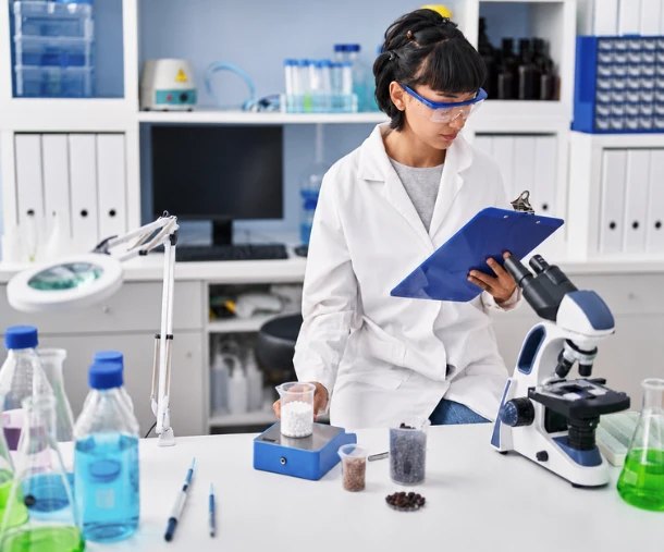 Molkem Labs scientist reviewing a formulation batch and analytical data in the R&D lab